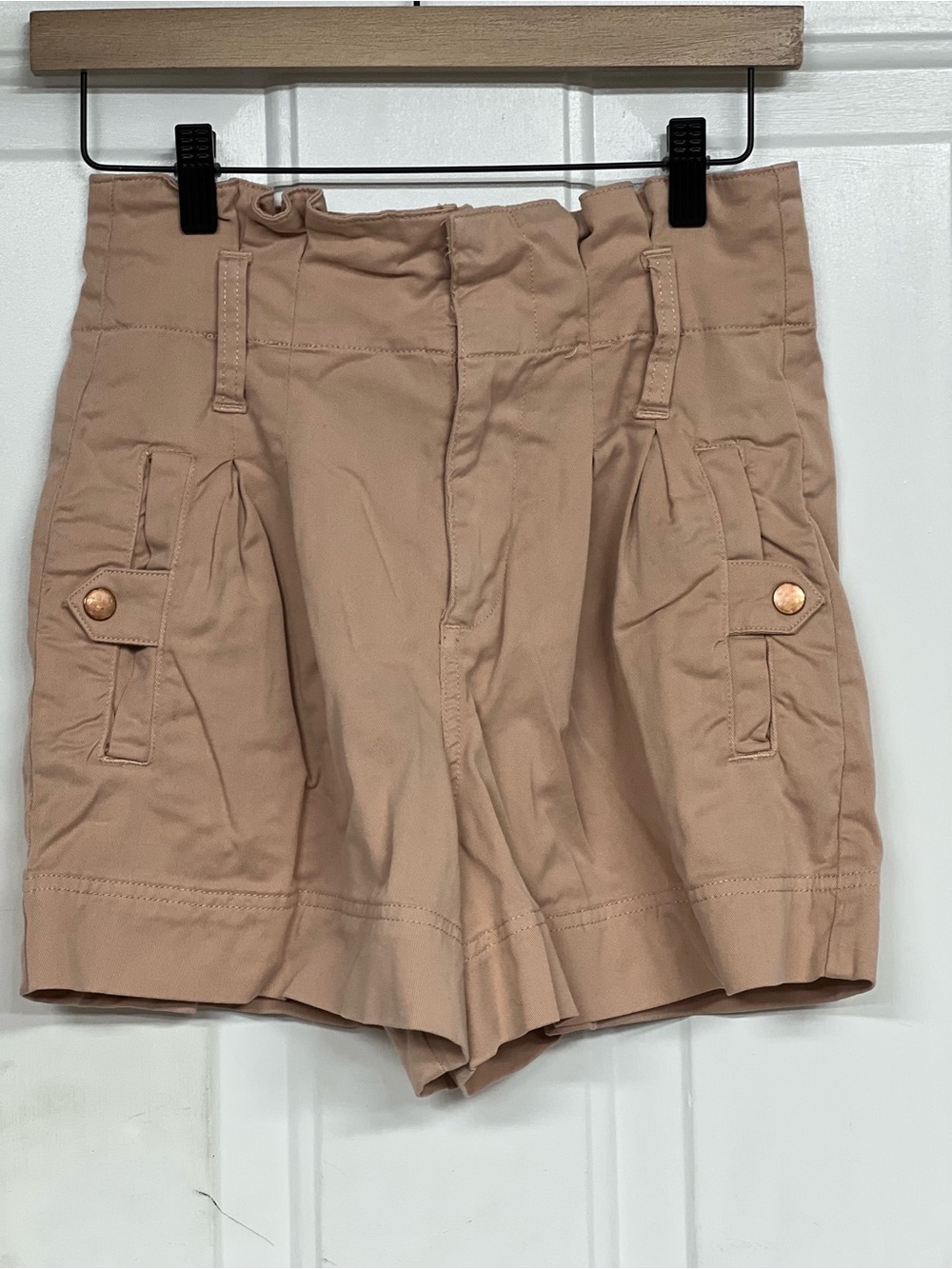 Topshop Beige High-Waist Shorts